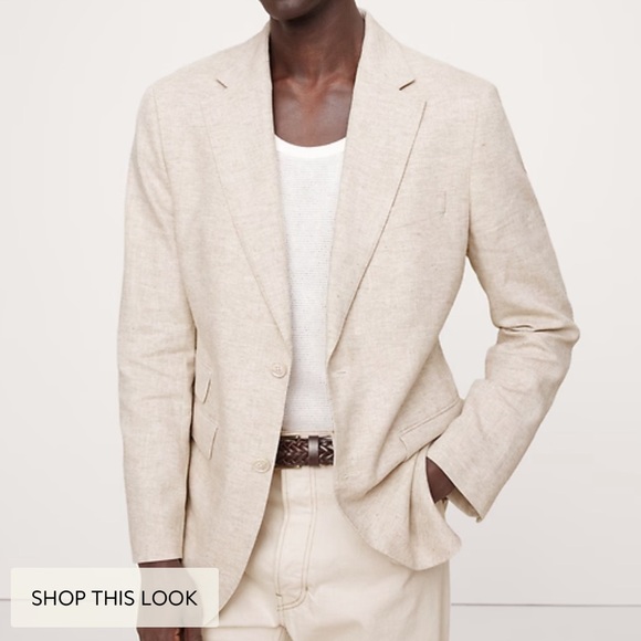 Banana Republic Herringbone Cotton-Linen Suit Jacket...